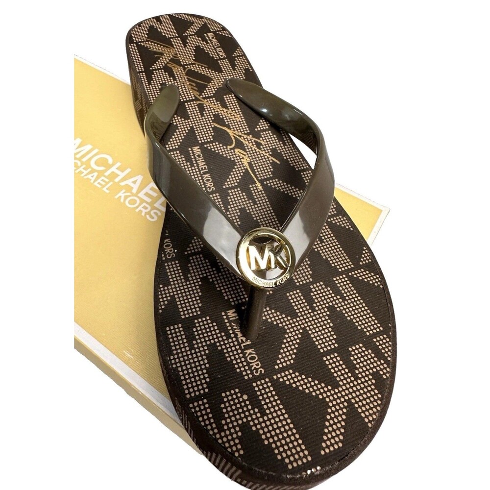Michael Kors Brown Bedford Flip Flop NWOT Original Box Size 8 - Picture 5 of 7